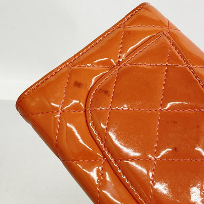 Chanel Wallet Quilted Patent Leather Orange Silver — view 6