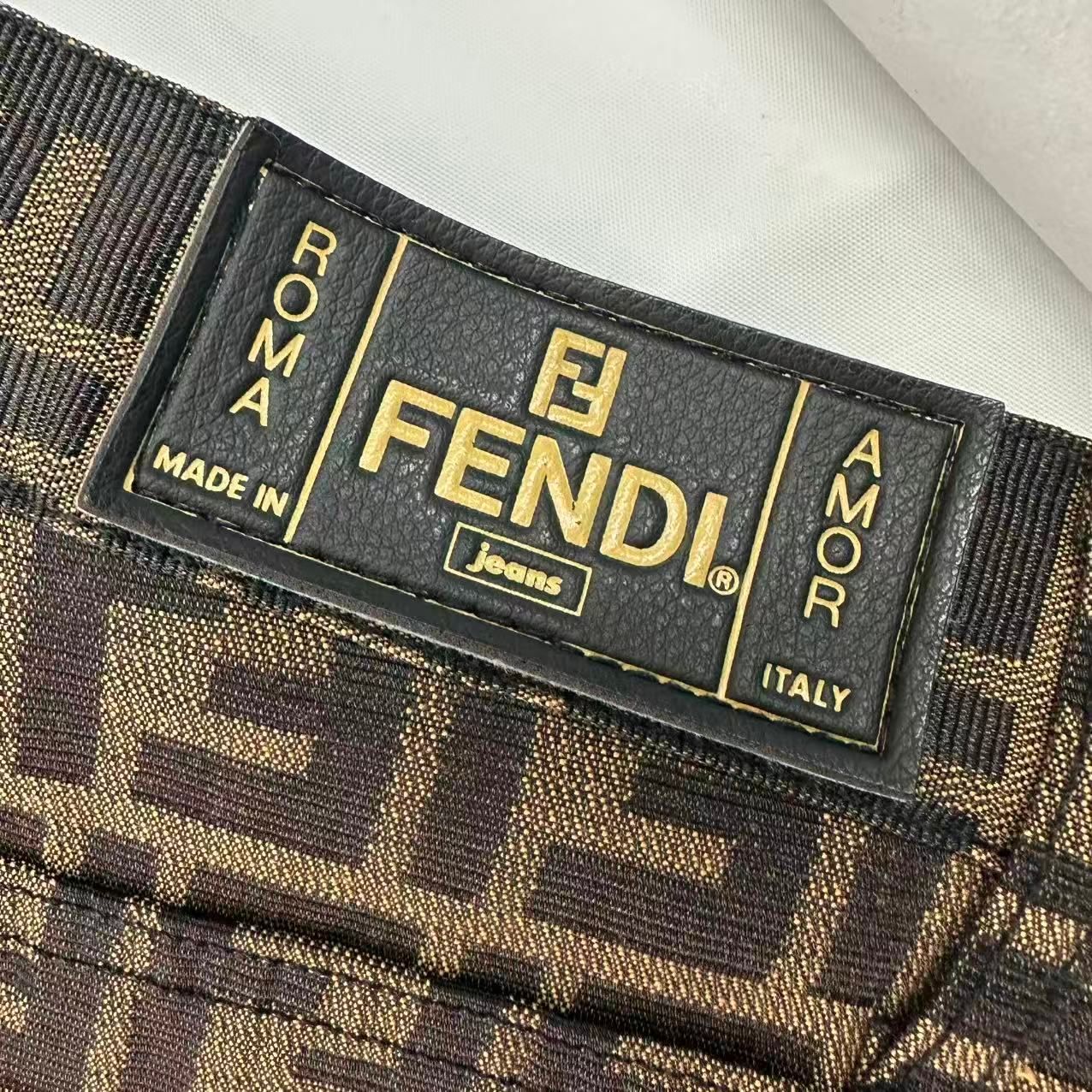 Fendi Pants Zucca FF Log All Pattern Brown Black 42 — view 6