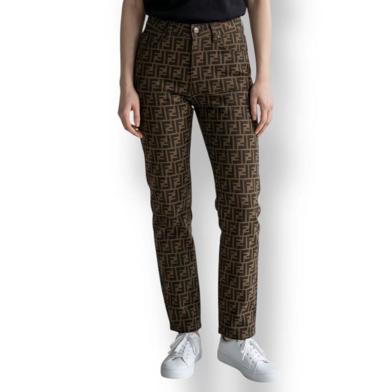 Fendi Pants Zucca FF Log All Pattern Brown Black 42 — view 3