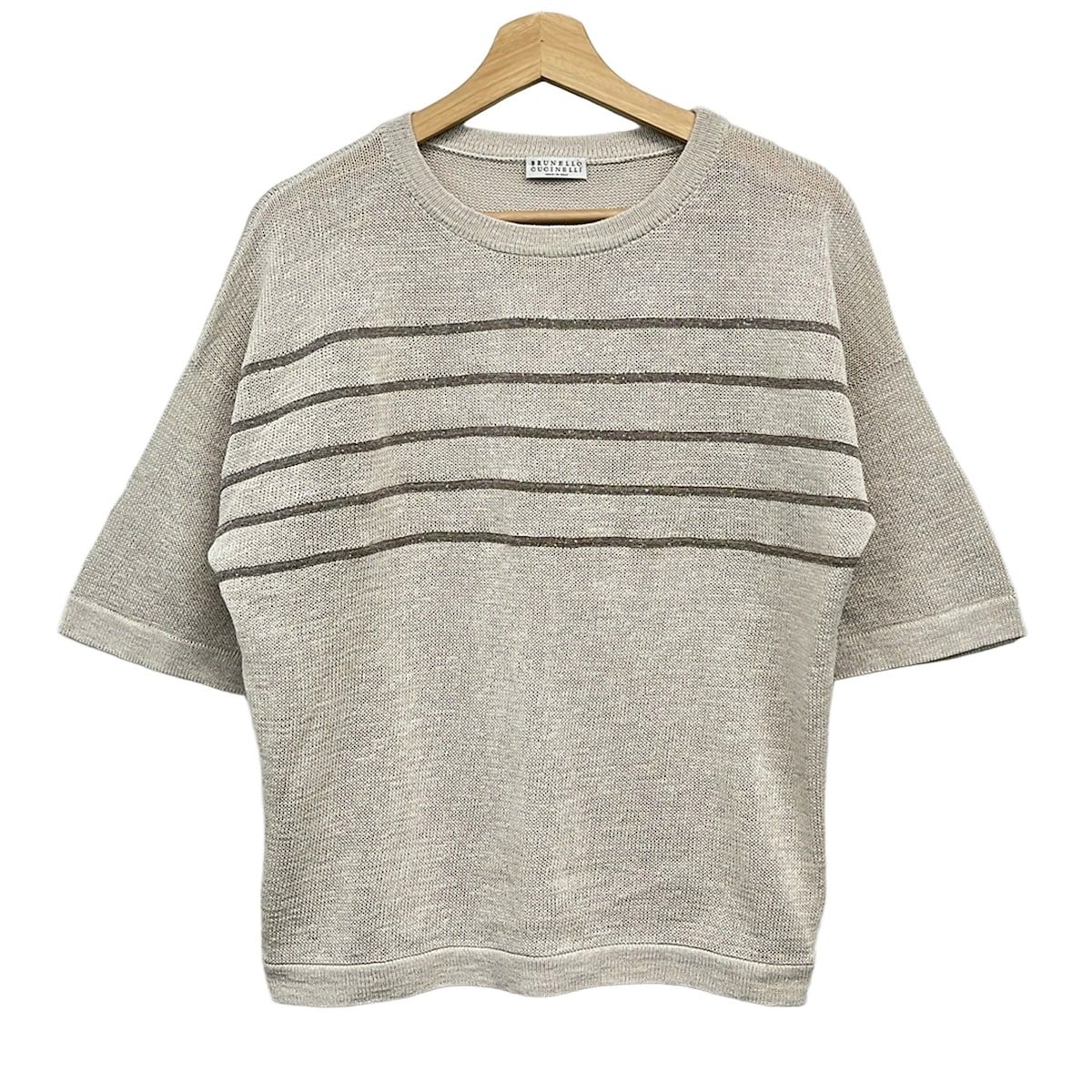 Brunello Cucinelli Short Sleevesweater Silver Kuru Knit Bo Leche