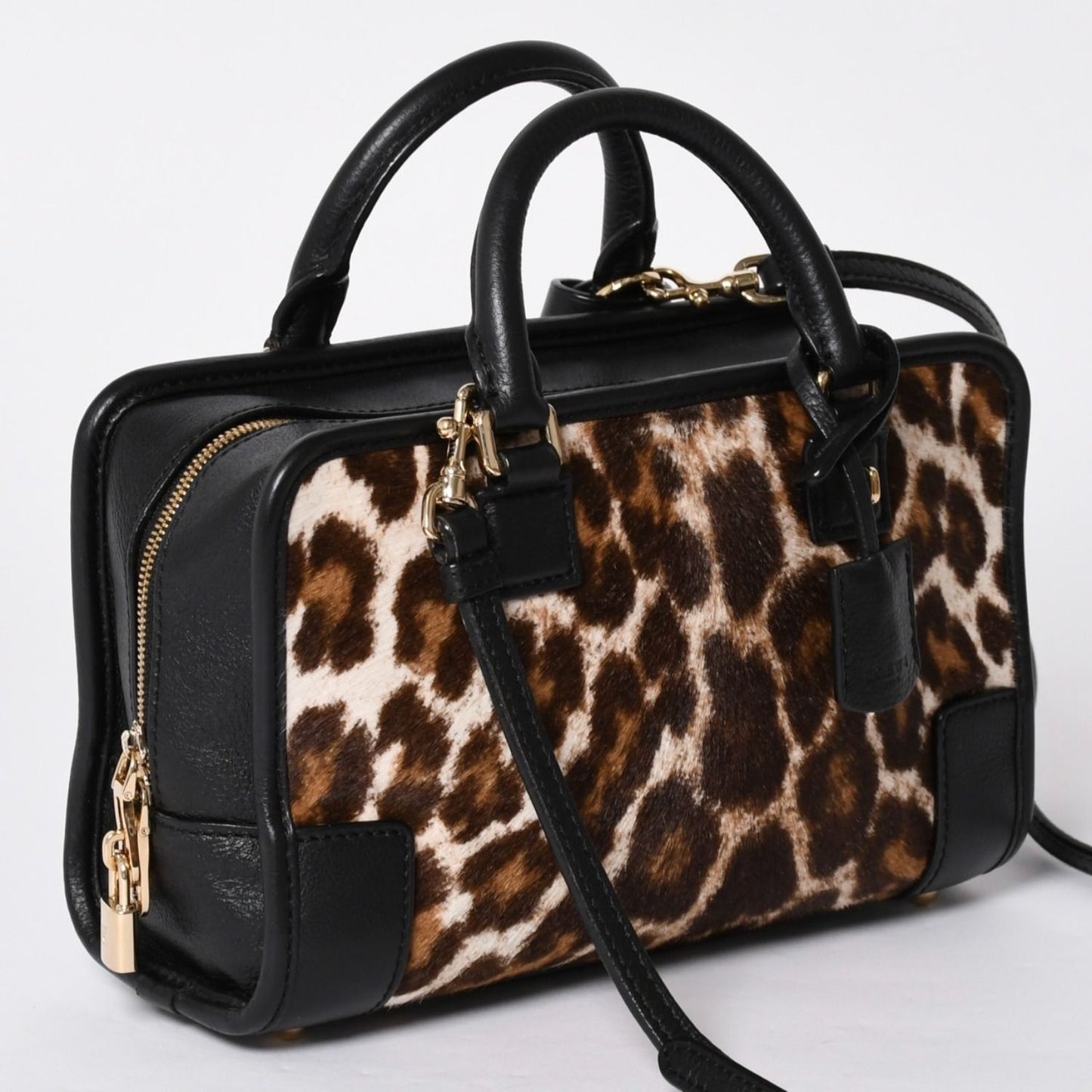 Loewe Amazona 23 2-Way Bag 352.99 Leopard Calf Hair Leather Black Gold — view 3