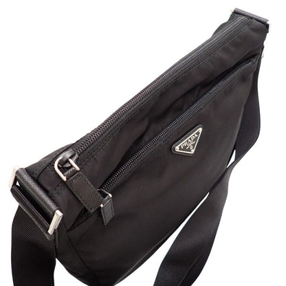 Prada Re-Nylon Shoulder Bag Nylon Leather Black Nero Silver Pouch — view 5