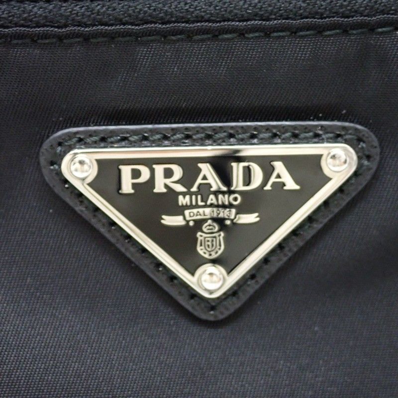 Prada Re-Nylon Shoulder Bag Nylon Leather Black Nero Silver Pouch — view 9