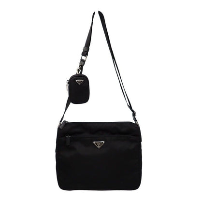 Prada Re-Nylon Shoulder Bag Nylon Leather Black Nero Silver Pouch — view 2