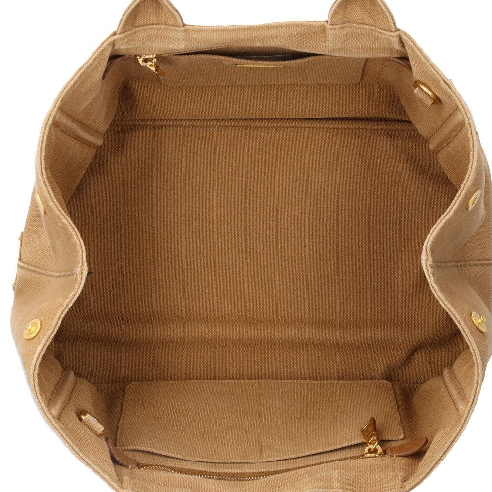 Prada Canapa Tote Shoulder Bag Canvas Brown — view 7