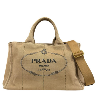 Prada Canapa Tote Shoulder Bag Canvas Brown