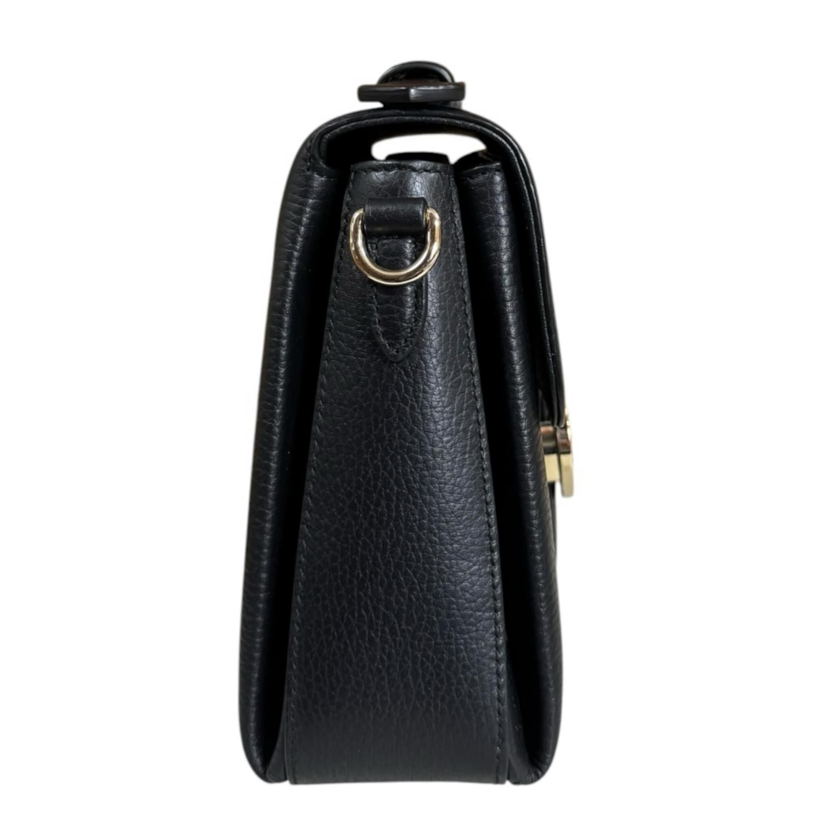 Gucci Interlocking Shoulder Bag Leather Black — view 4