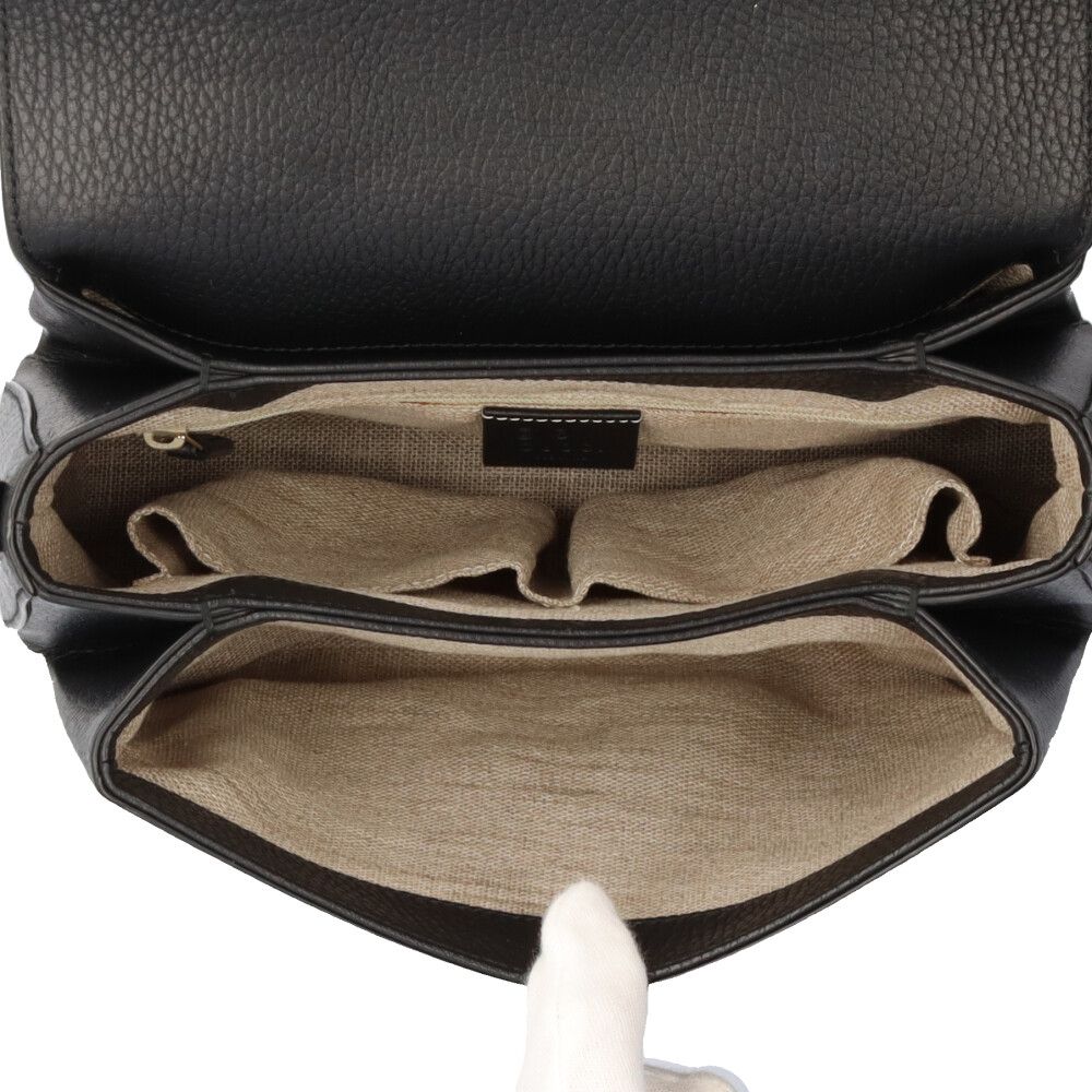 Gucci Interlocking Shoulder Bag Leather Black — view 7