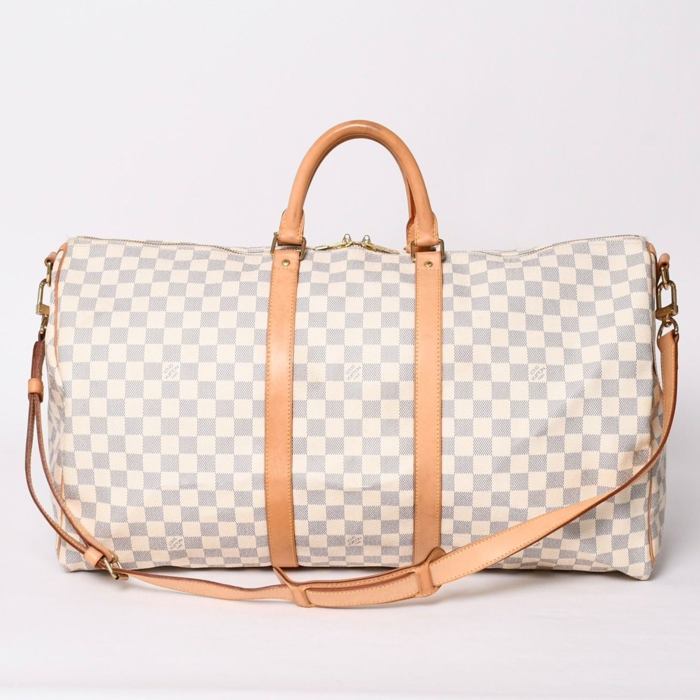 Louis Vuitton Boston Bag Keepall Bandouliere 55 Beige Damier Azur