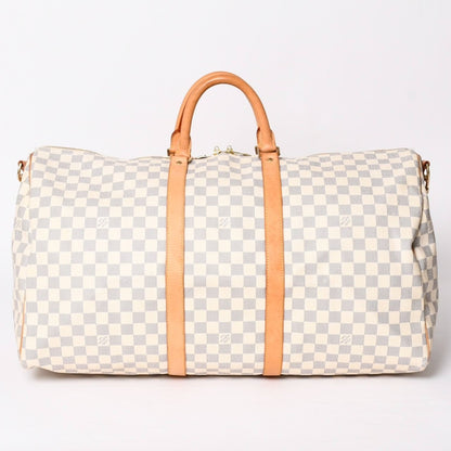Louis Vuitton Boston Bag Keepall Bandouliere 55 Beige Damier Azur — view 2