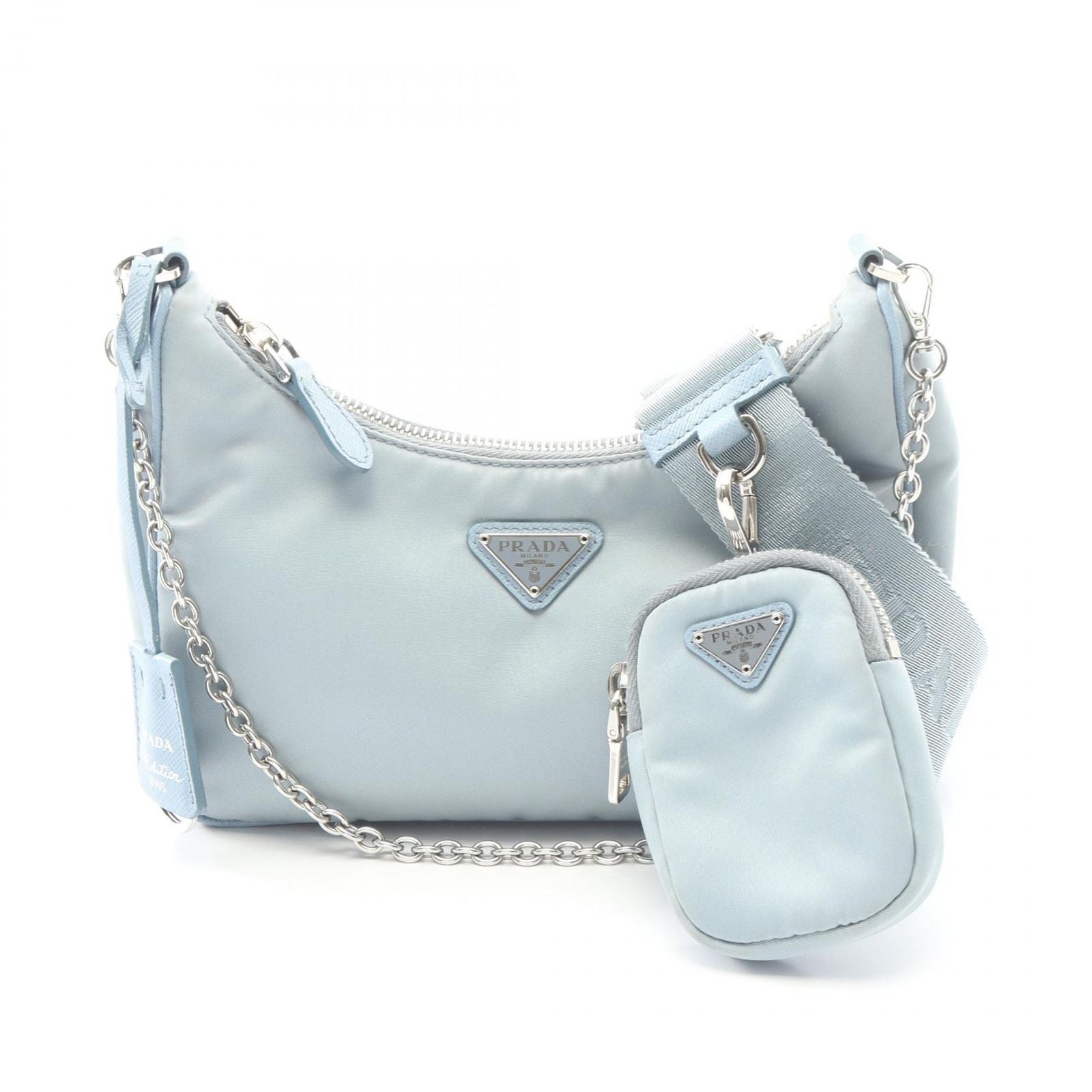 Prada Shoulder Bag Edition Light Blue Nylon Saffiano Leather