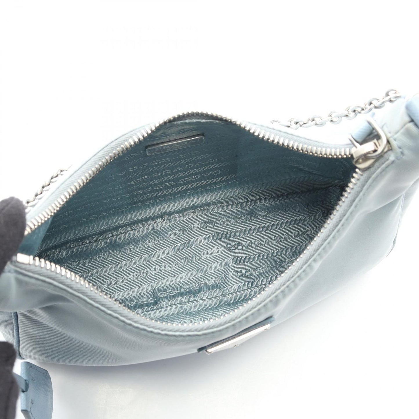 Prada Shoulder Bag Edition Light Blue Nylon Saffiano Leather — view 3