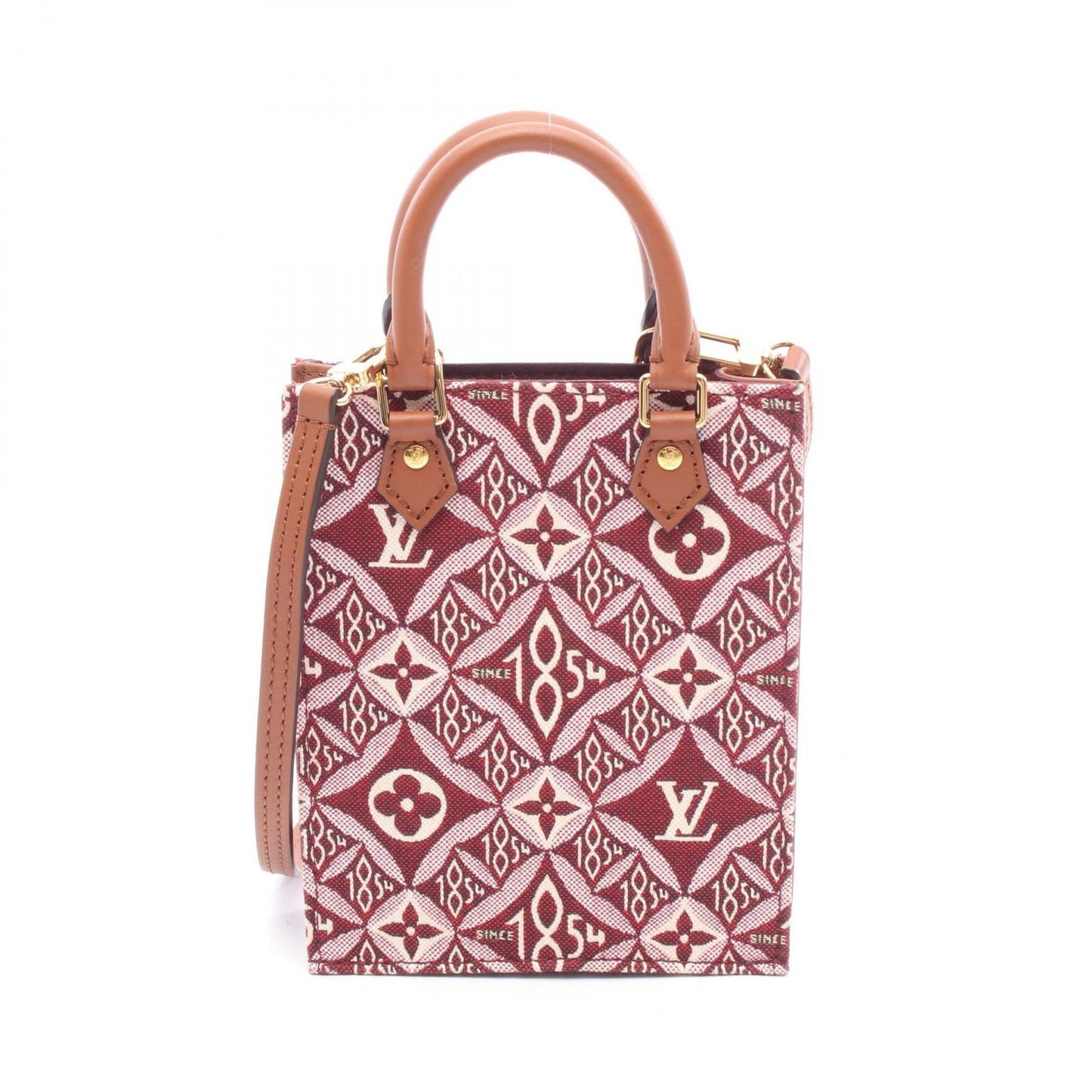 Louis Vuitton Handbag Sac Plat Monogram Jacquard Since Canvas Leather Petite