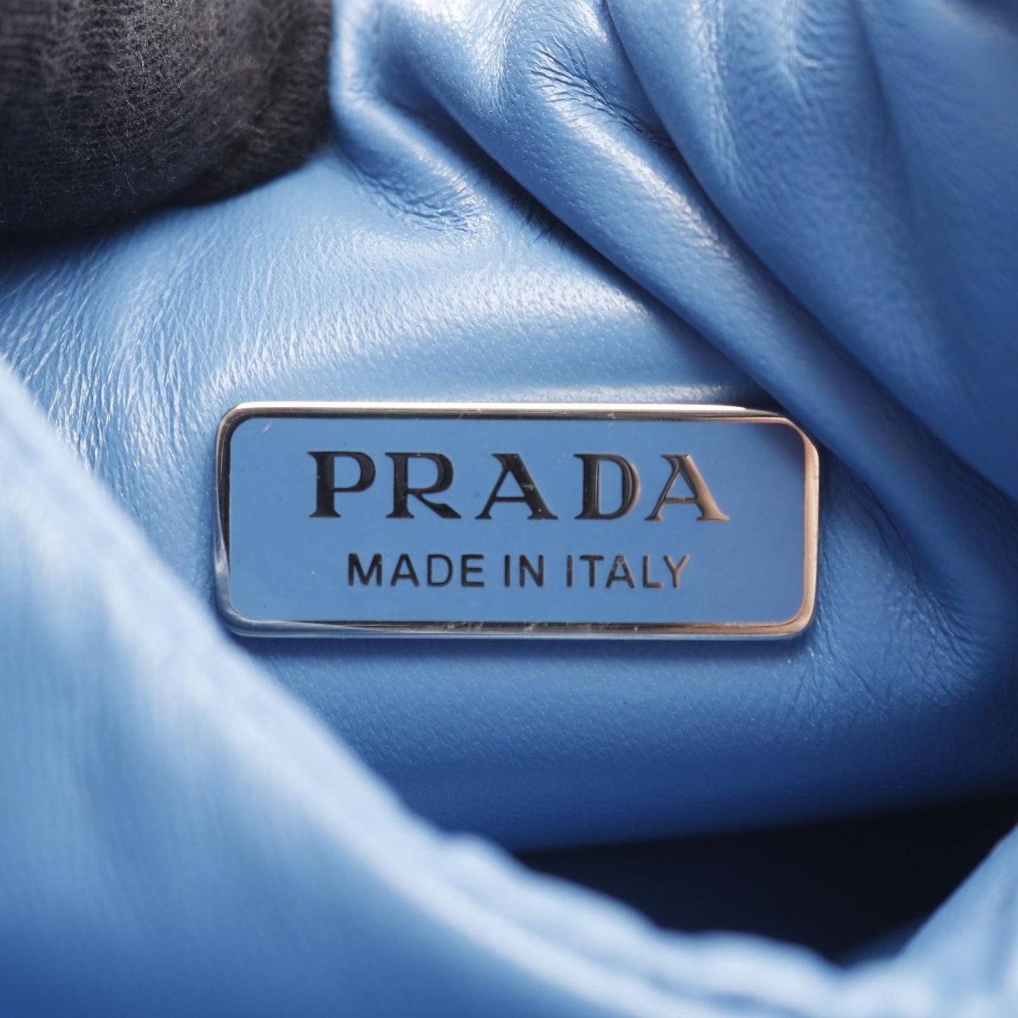 Prada Padded Blue Leather Small 2-Way Shoulder Bag — view 4