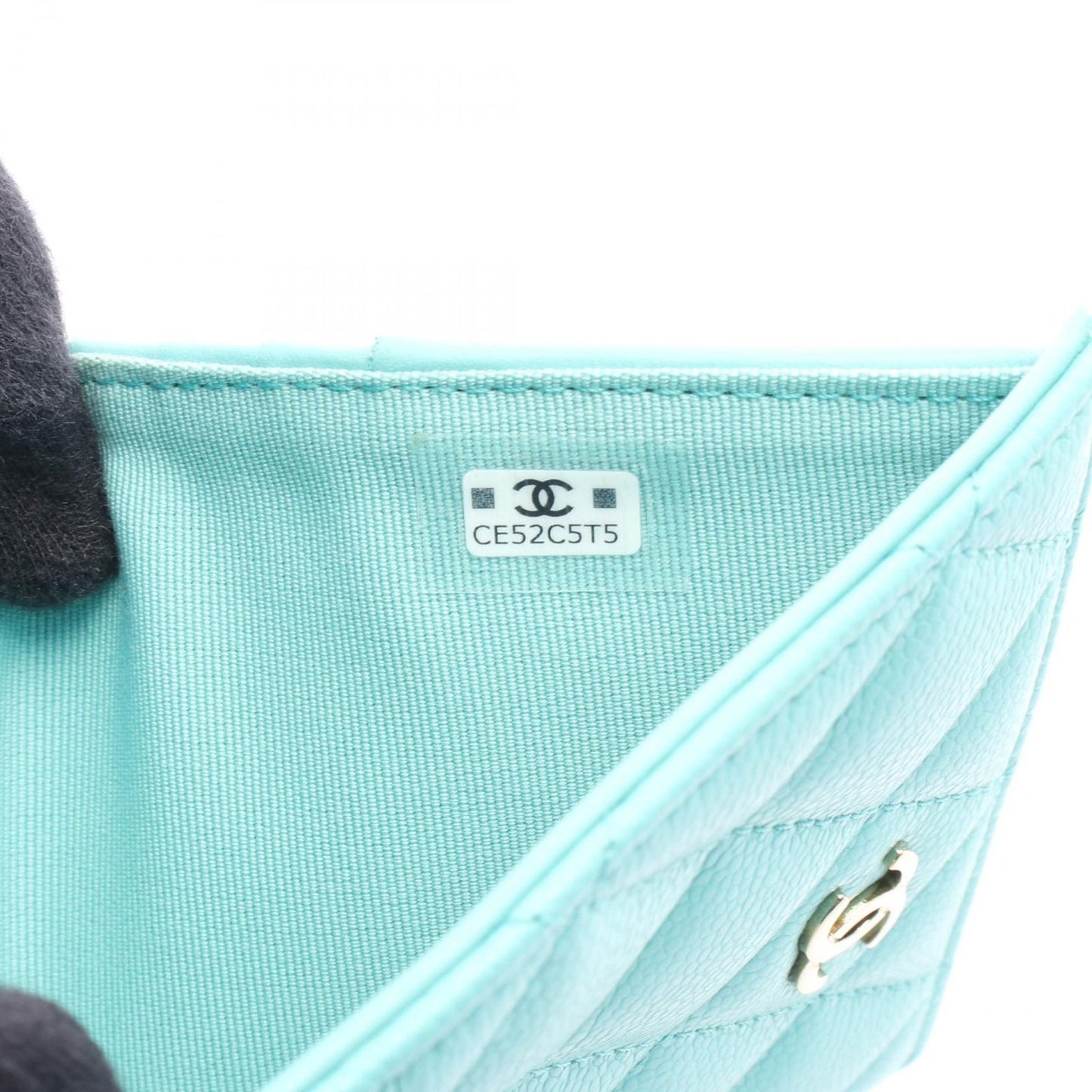 Chanel Bifold Wallet Quilted Classic Small Turquoise Leather — view 5