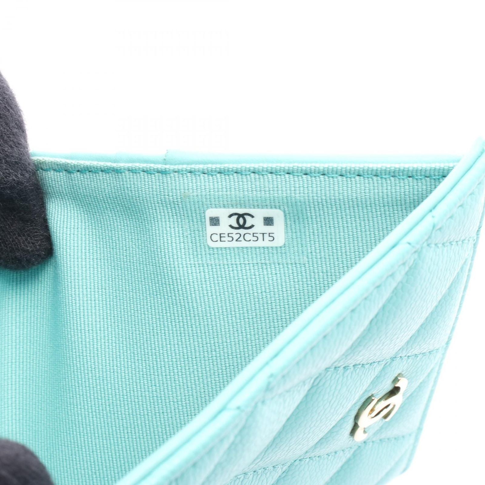 Chanel Bifold Wallet Quilted Classic Small Turquoise Leather — view 5