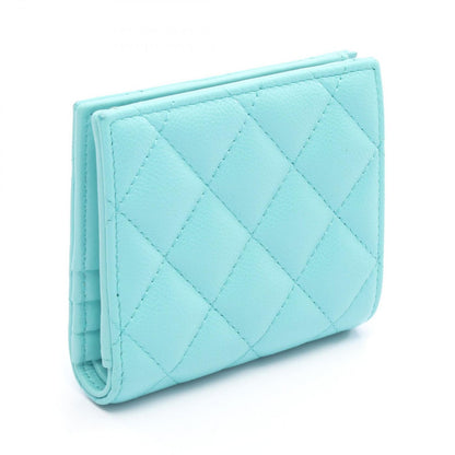 Chanel Bifold Wallet Quilted Classic Small Turquoise Leather — view 2