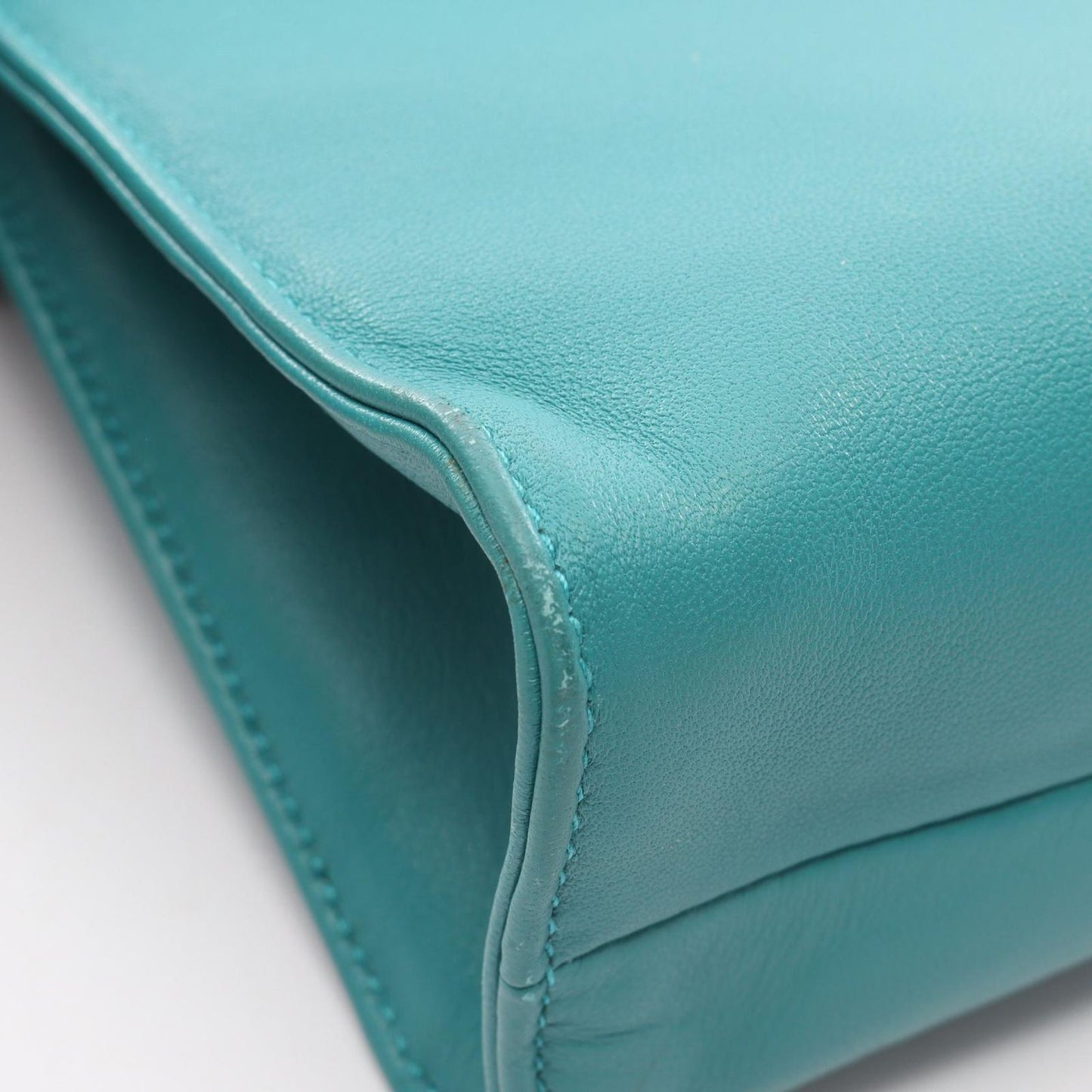 Prada Handbag Nappa Blue Green Leather Triangle Logo 2-Way — view 7