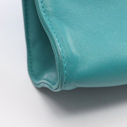Prada Handbag Nappa Blue Green Leather Triangle Logo 2-Way — view 6