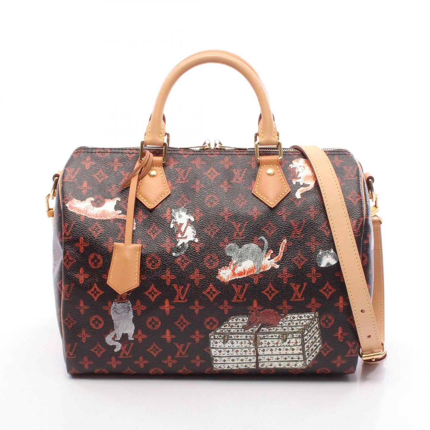 Louis Vuitton Handbag Speedy Bandouliere 30 Catgram Canvas Leather