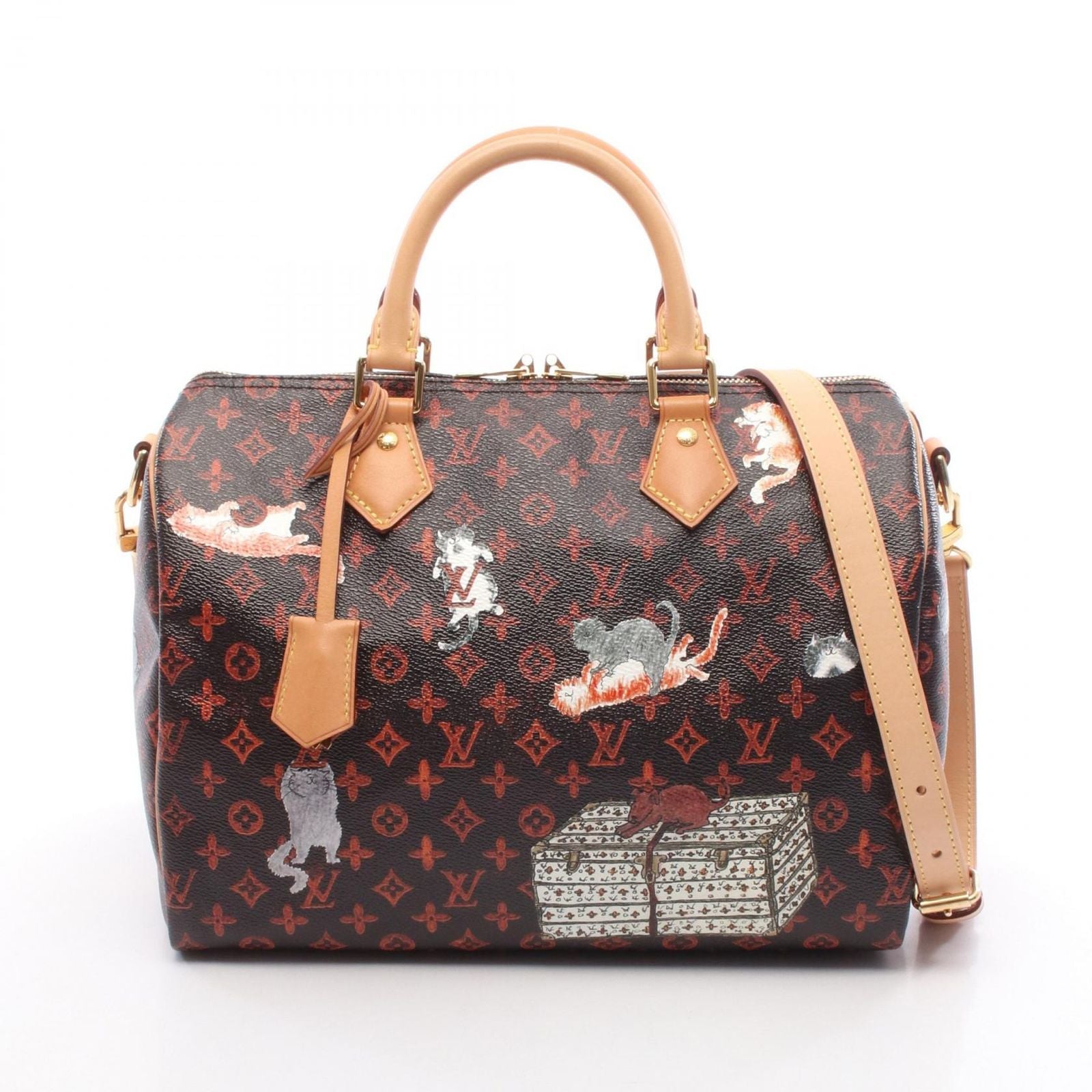 Louis Vuitton Handbag Speedy Bandouliere 30 Catgram Canvas Leather