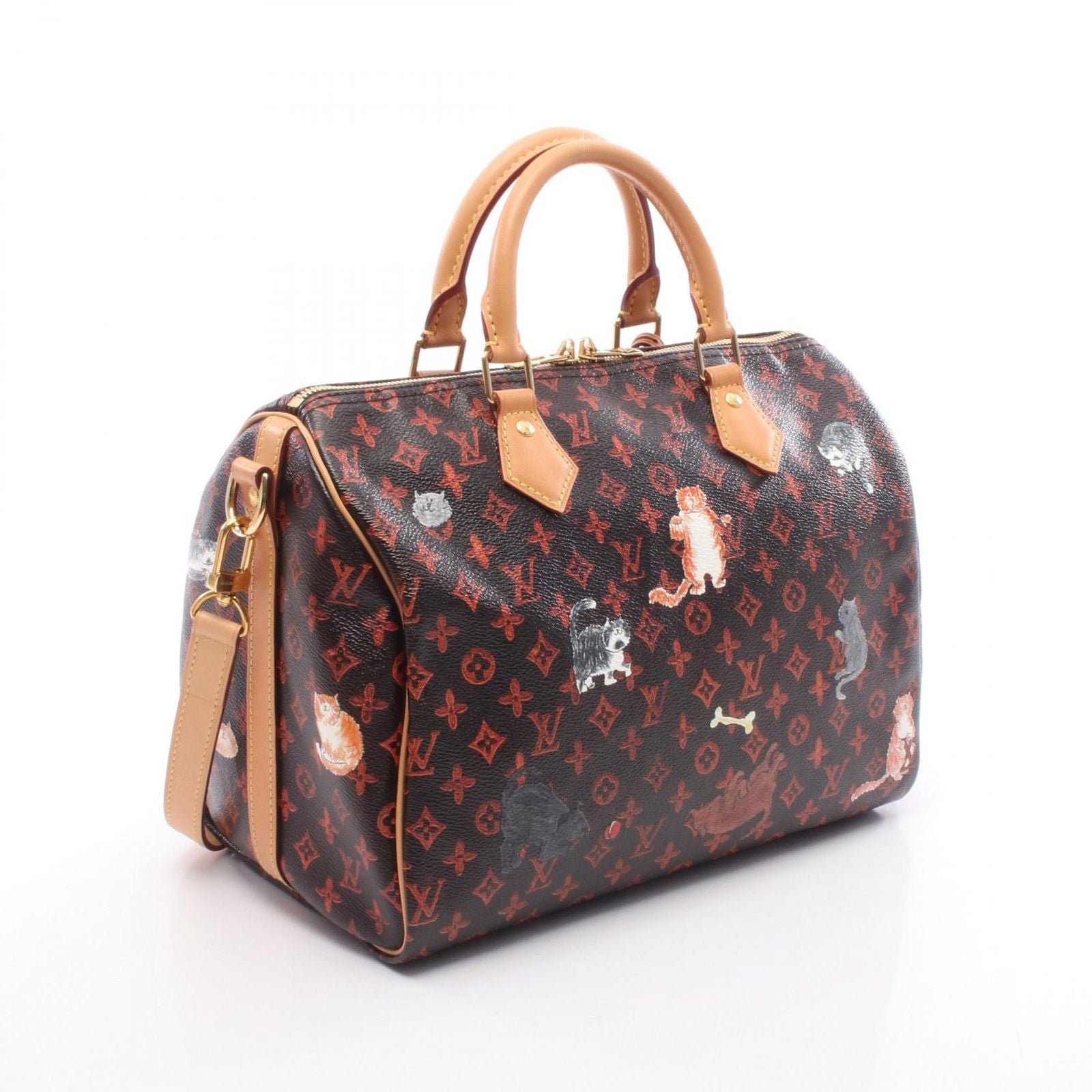 Louis Vuitton Handbag Speedy Bandouliere 30 Catgram Canvas Leather — view 2