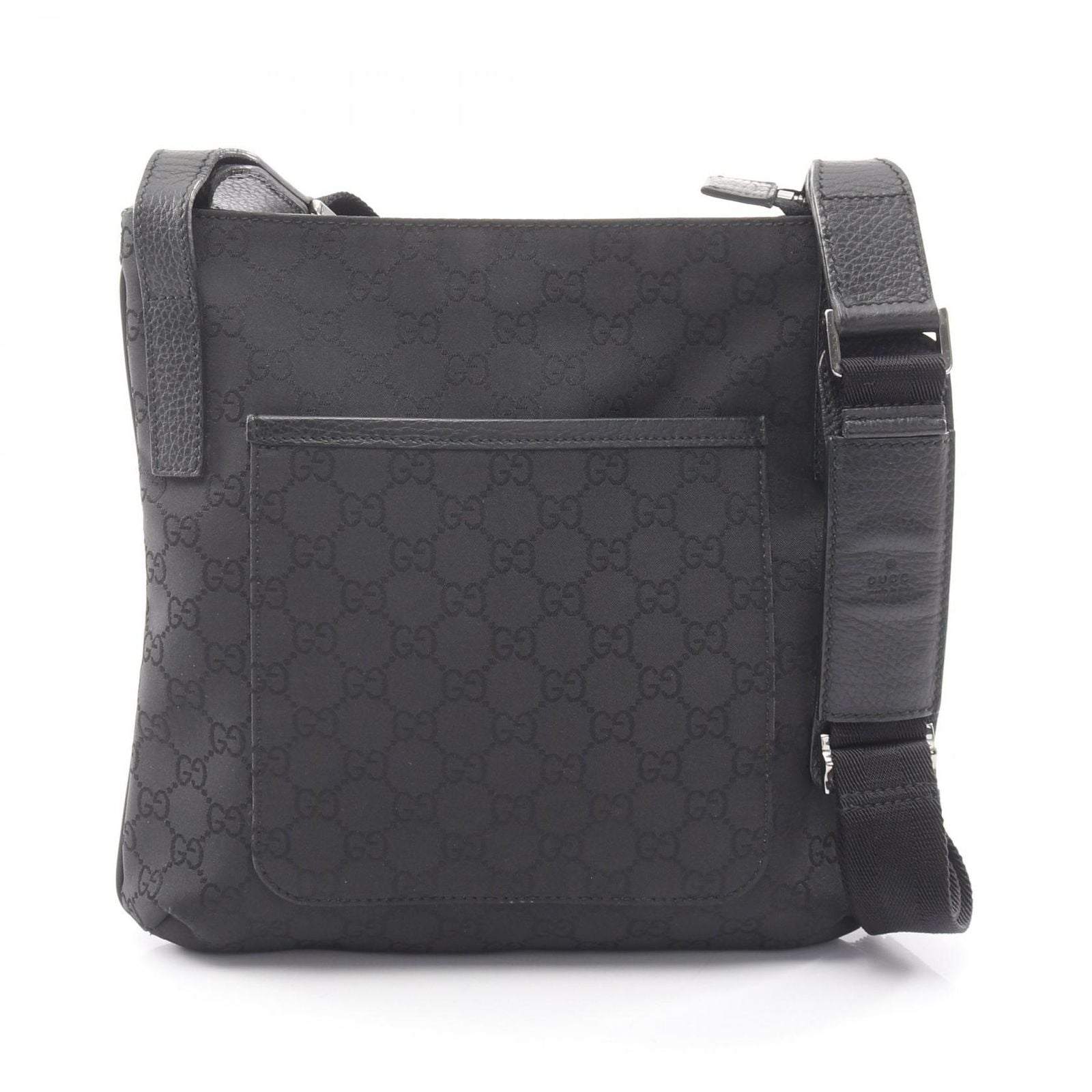 Gucci Shoulder Bag GG Pattern Black Fabric Leather