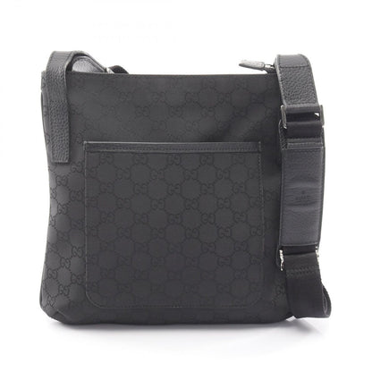Gucci Shoulder Bag GG Pattern Black Fabric Leather