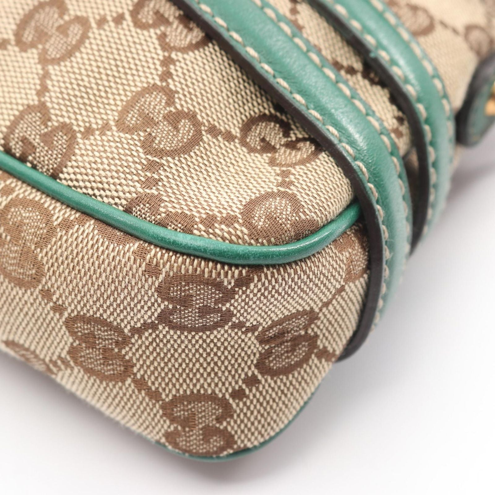 Gucci Shoulder Bag GG Canvas Horsebit Beige Green — view 5