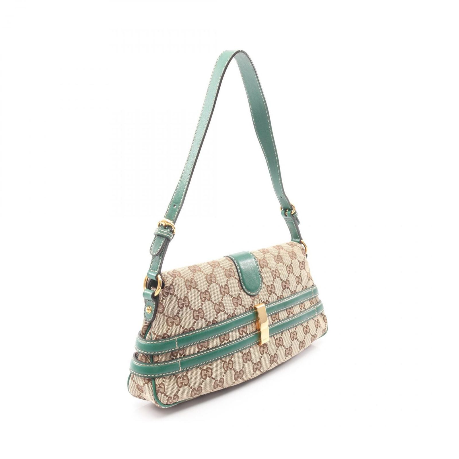Gucci Shoulder Bag GG Canvas Horsebit Beige Green — view 2