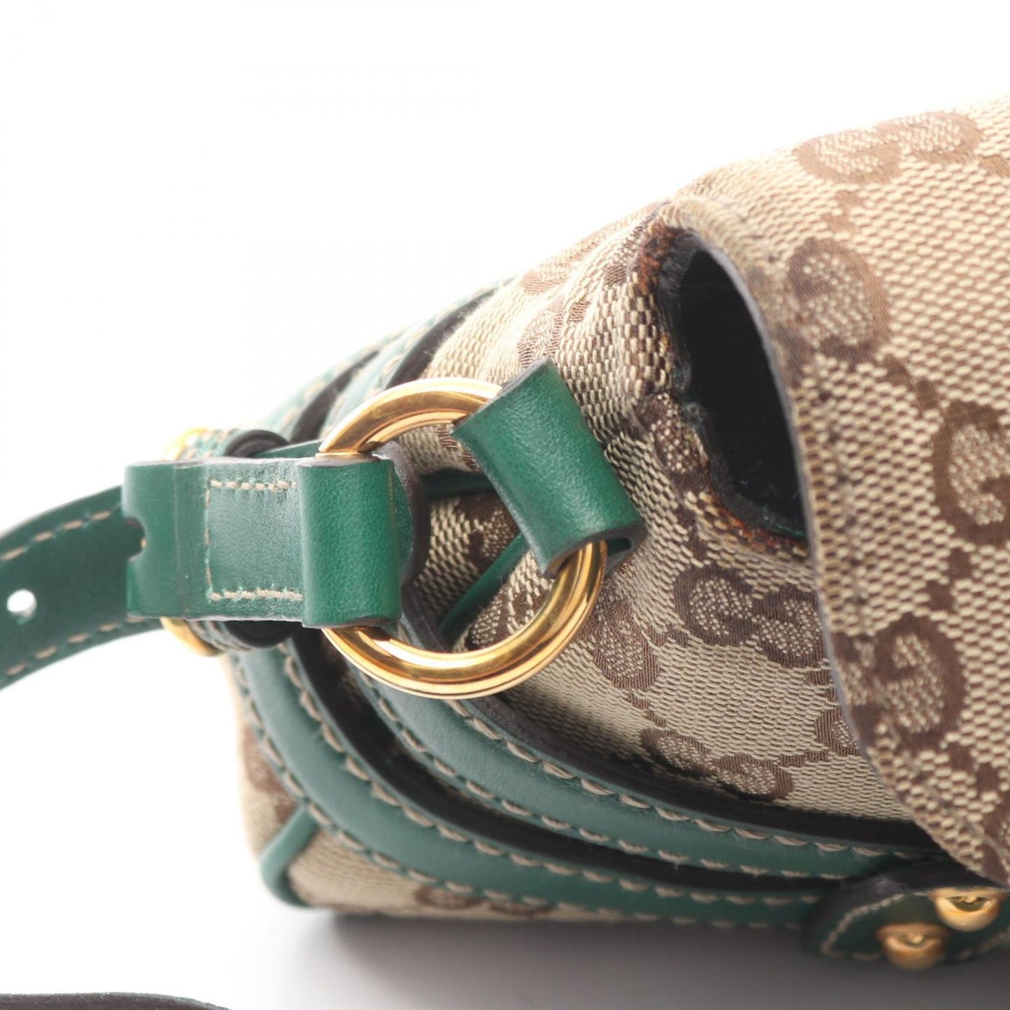 Gucci Shoulder Bag GG Canvas Horsebit Beige Green — view 7