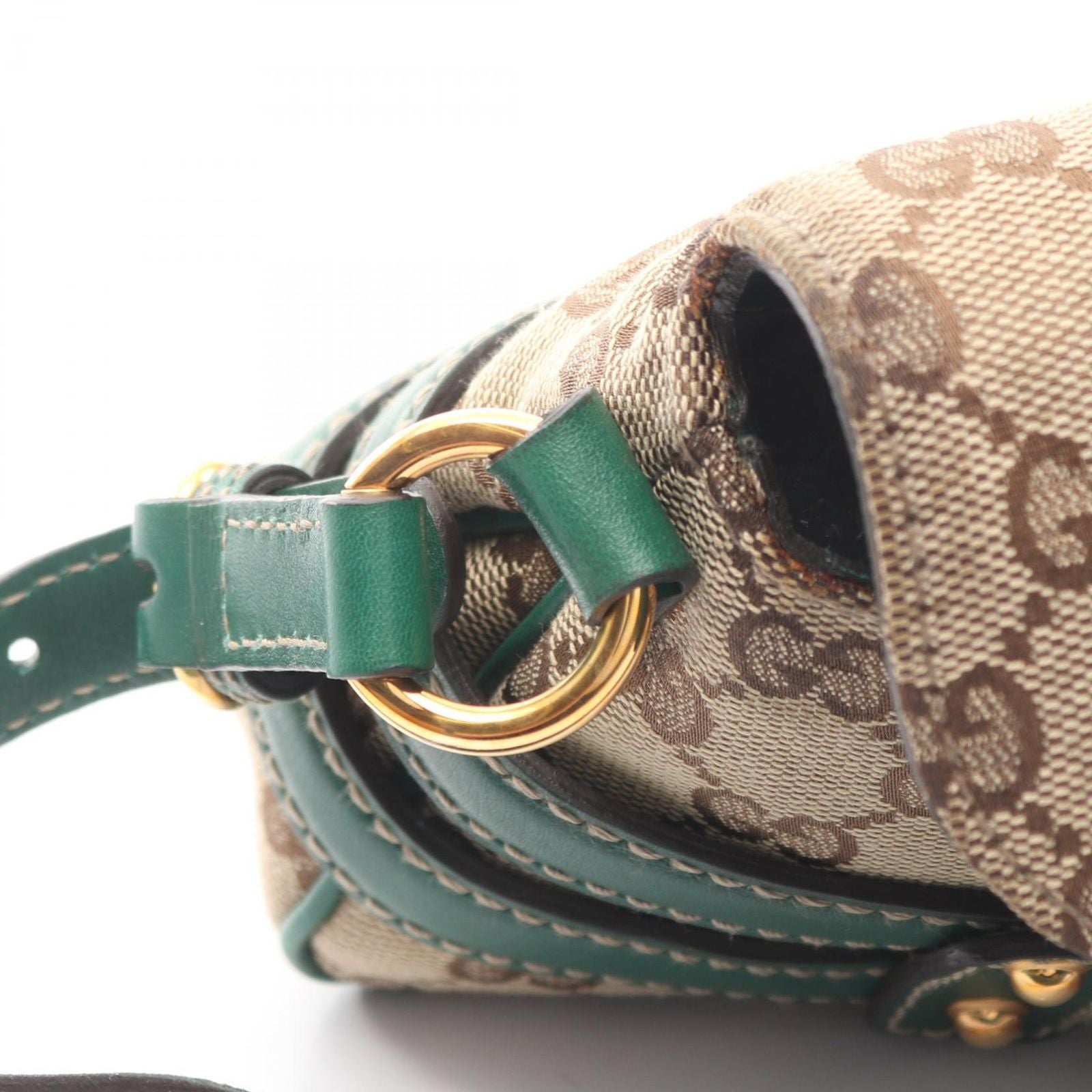 Gucci Shoulder Bag GG Canvas Horsebit Beige Green — view 7