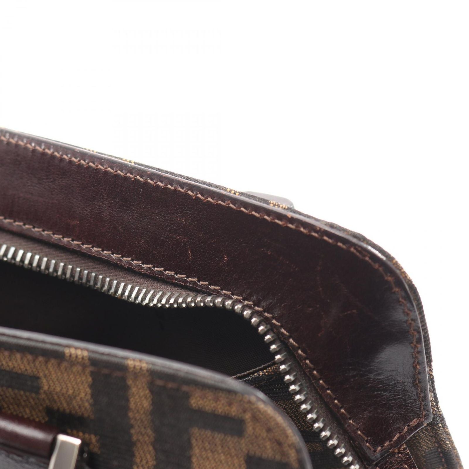 Fendi Handbag Zucca Black Brown Canvas Leather — view 7