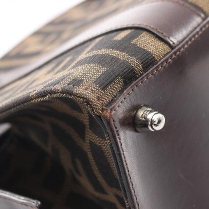 Fendi Handbag Zucca Black Brown Canvas Leather — view 5