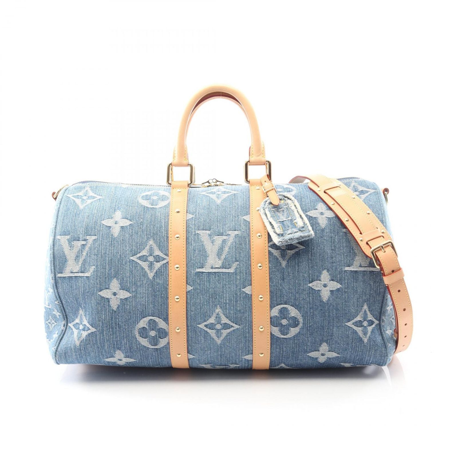 Louis Vuitton Boston Bag LV Remix Keepall Bandouliere 45 Monogram Denim Blue