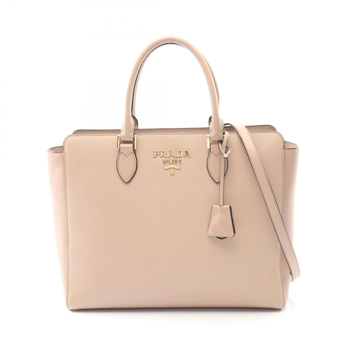 Prada Tote Pink Beige Saffiano Leather Galleria 2-Way