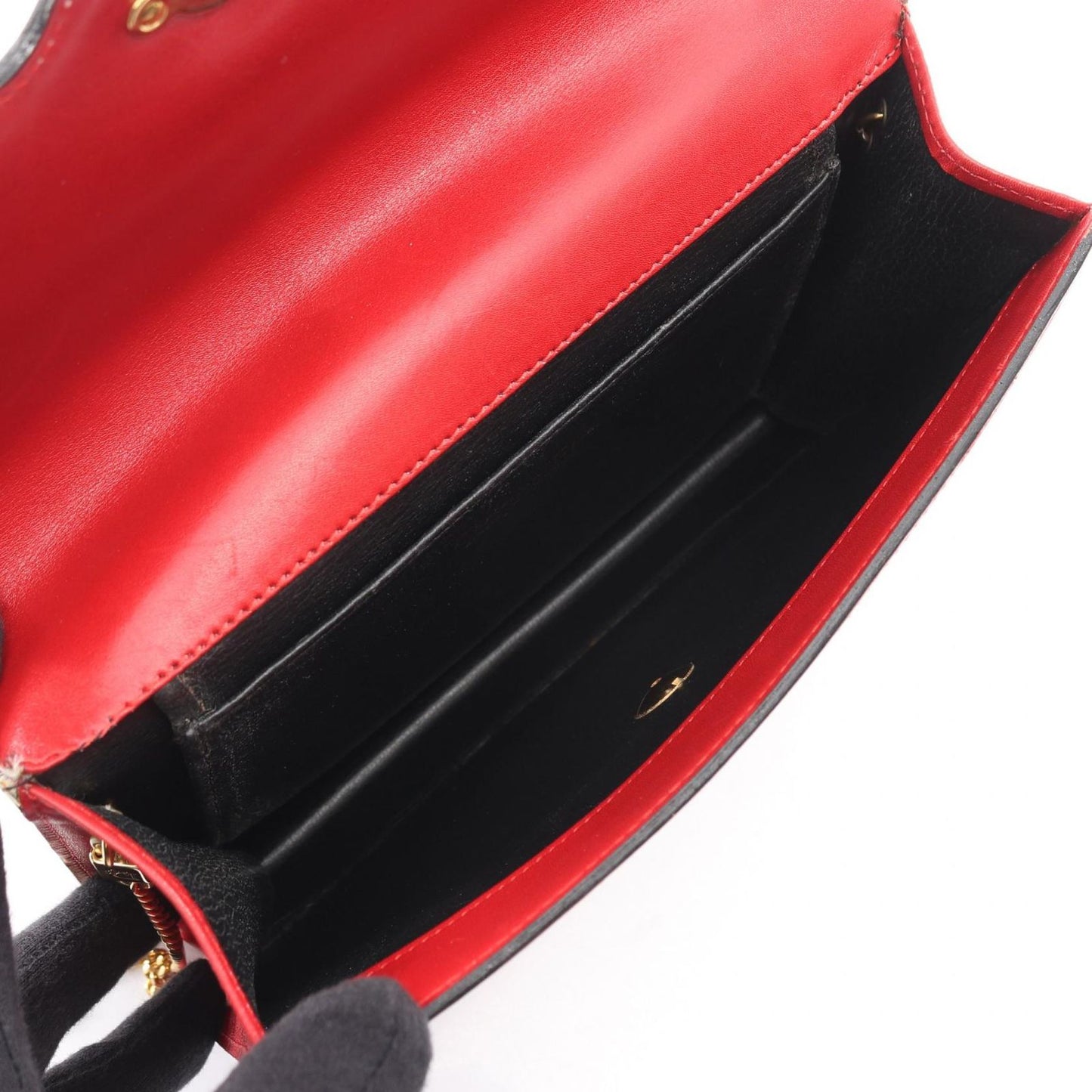 Dior Shoulder Bag CD Logo Red Leather Vintage Chain — view 3