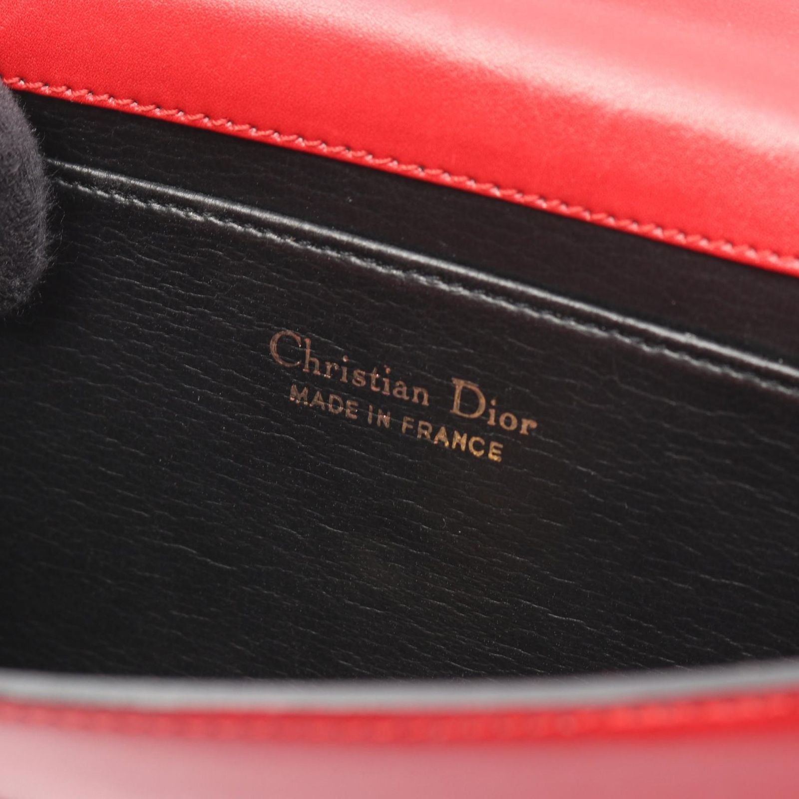 Dior Shoulder Bag CD Logo Red Leather Vintage Chain — view 4