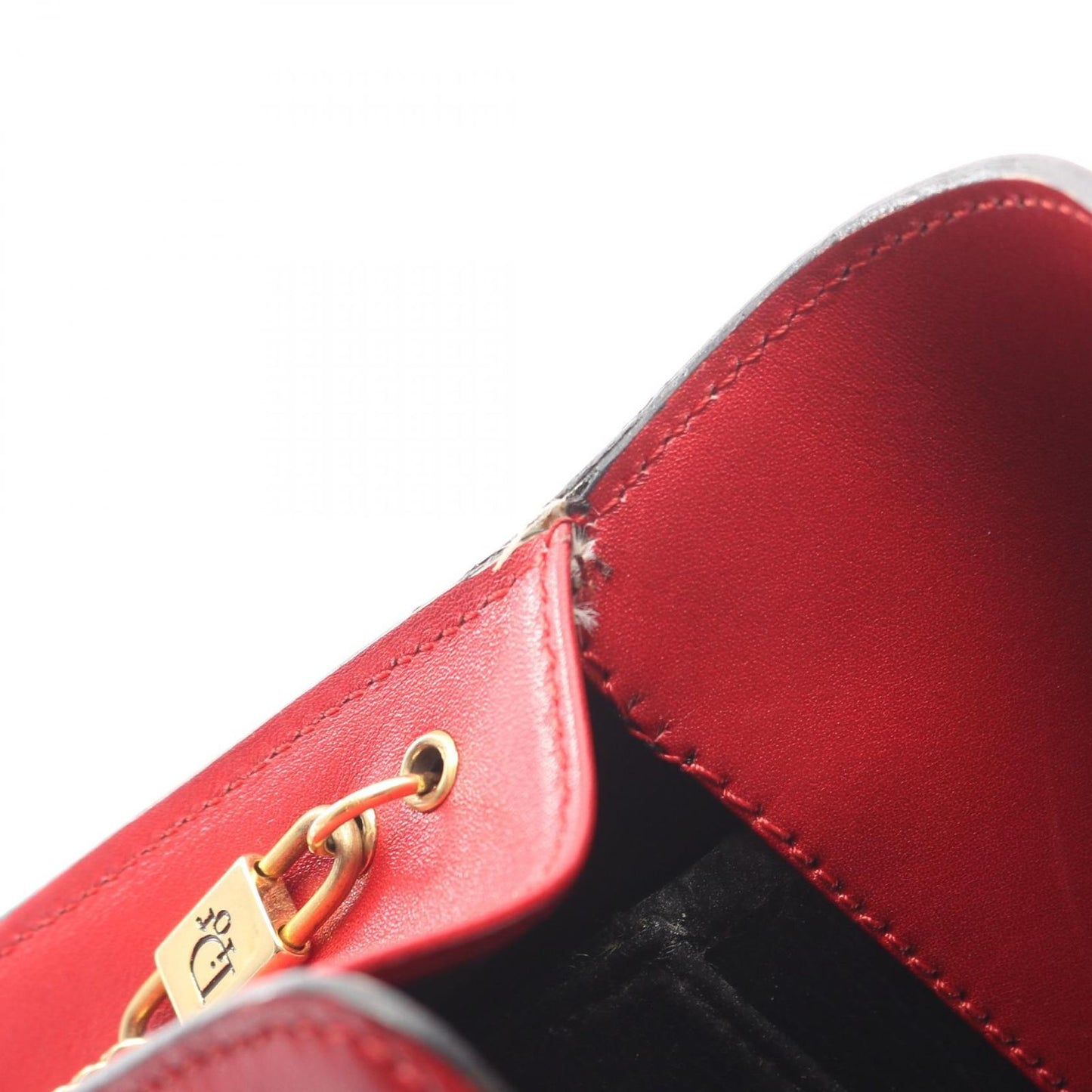 Dior Shoulder Bag CD Logo Red Leather Vintage Chain — view 6