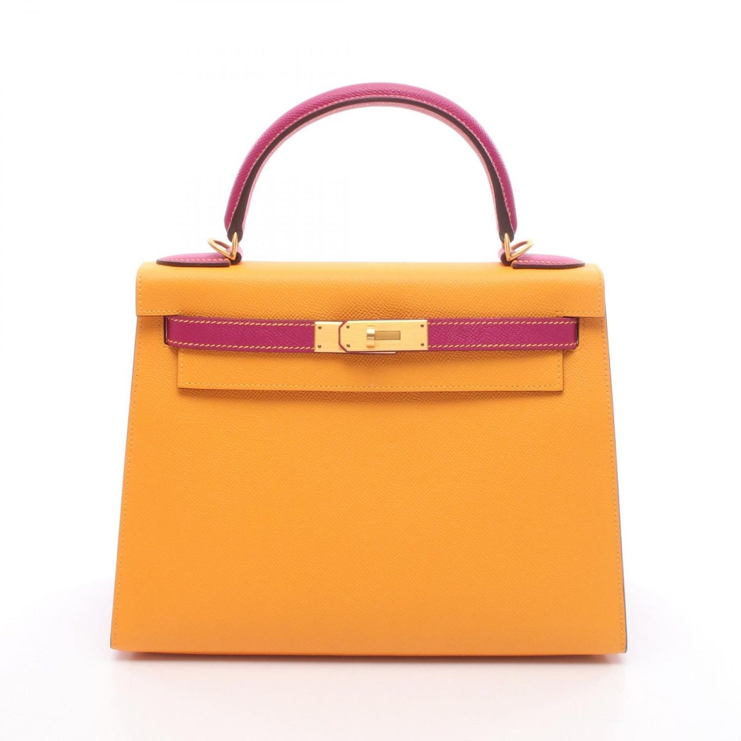 Hermes Handbag Kelly 28 Moutard Rose Purple