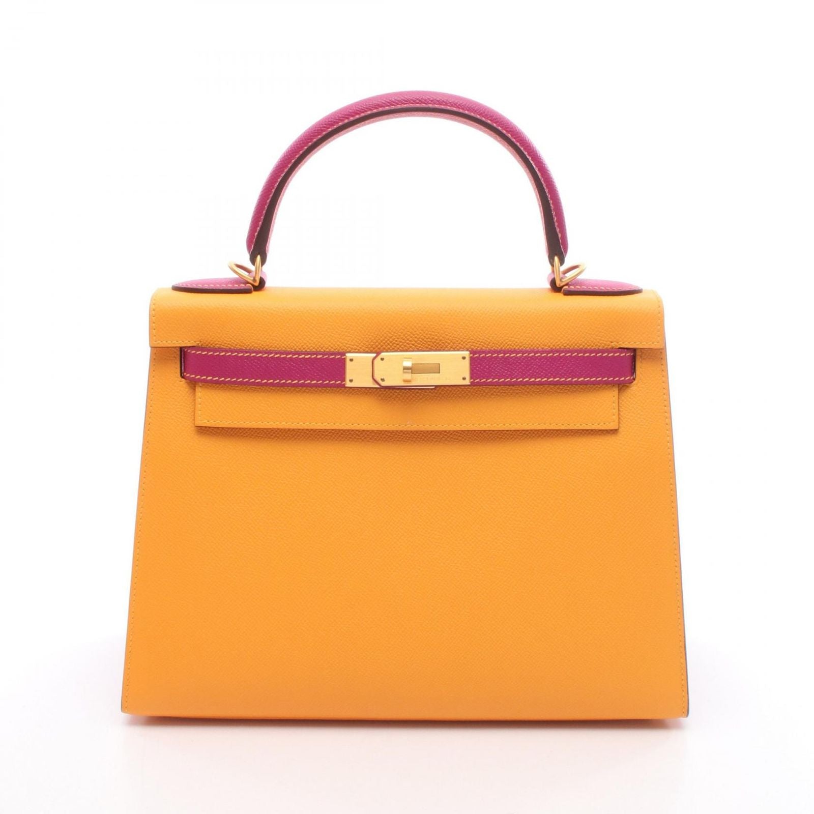 Hermes Handbag Kelly 28 Moutard Rose Purple