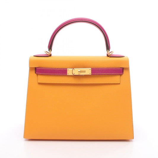 Hermes Handbag Kelly 28 Moutard Rose Purple