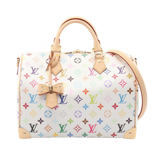 Louis Vuitton Handbag LV Tm Speedy Soft 30 Monogram Multicolor Blanc Canvas