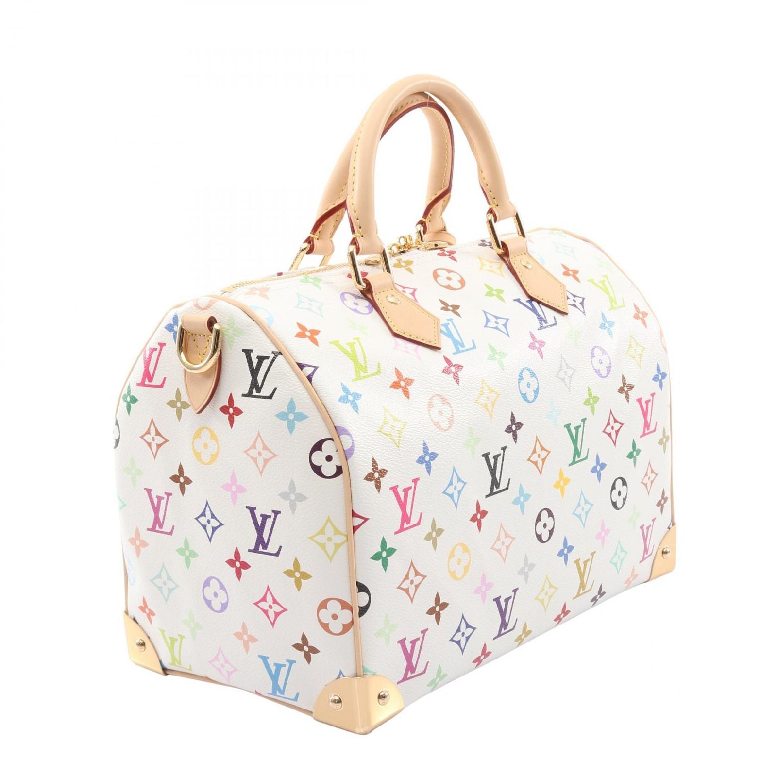 Louis Vuitton Handbag LV Tm Speedy Soft 30 Monogram Multicolor Blanc Canvas — view 2