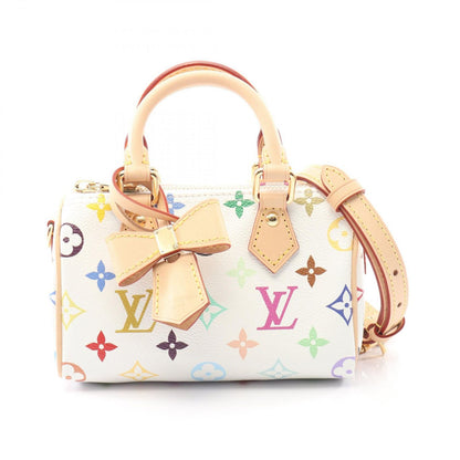 Louis Vuitton Handbag LV Tm Nano Speedy Monogram Multicolor Blanc Canvas Leather