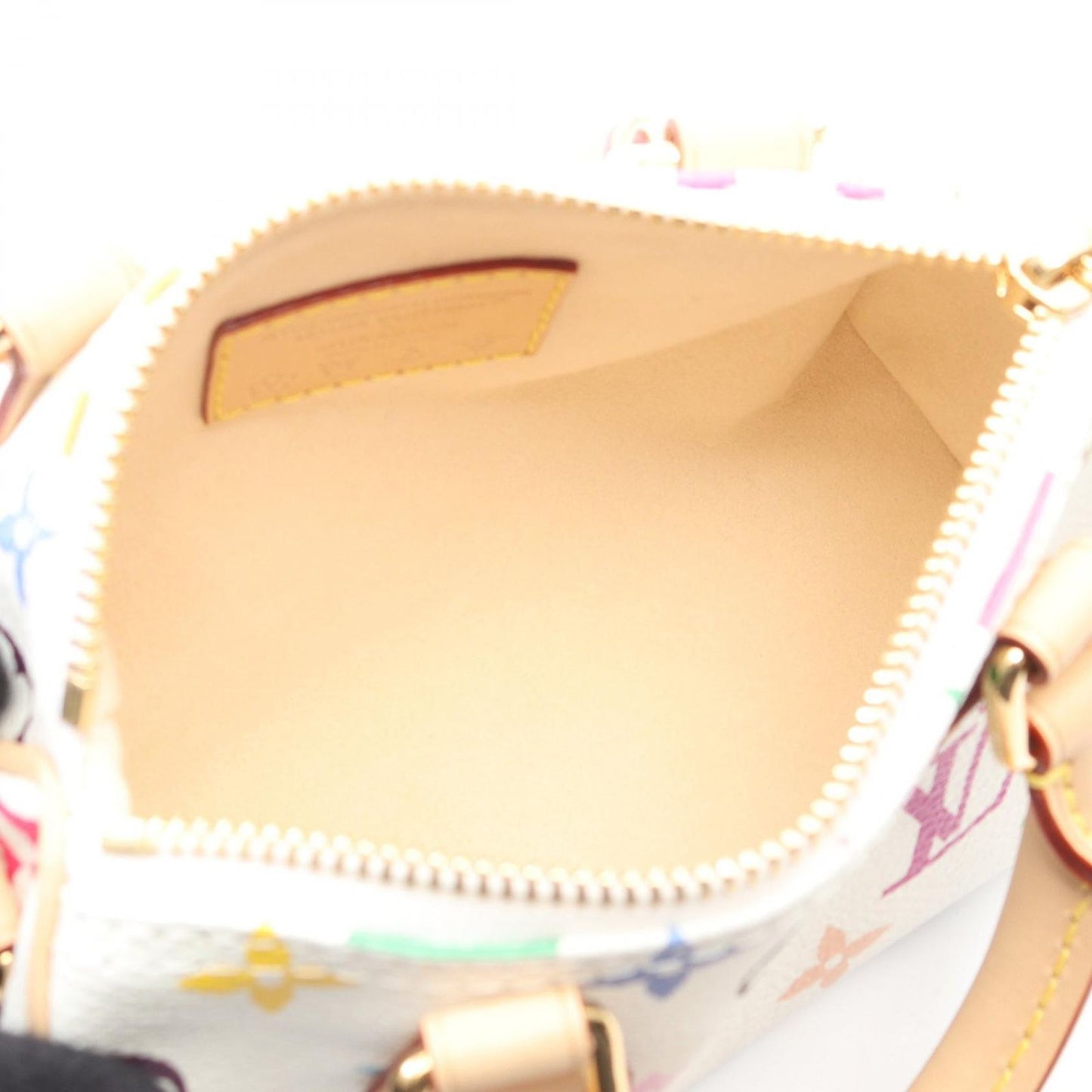 Louis Vuitton Handbag LV Tm Nano Speedy Monogram Multicolor Blanc Canvas Leather — view 3