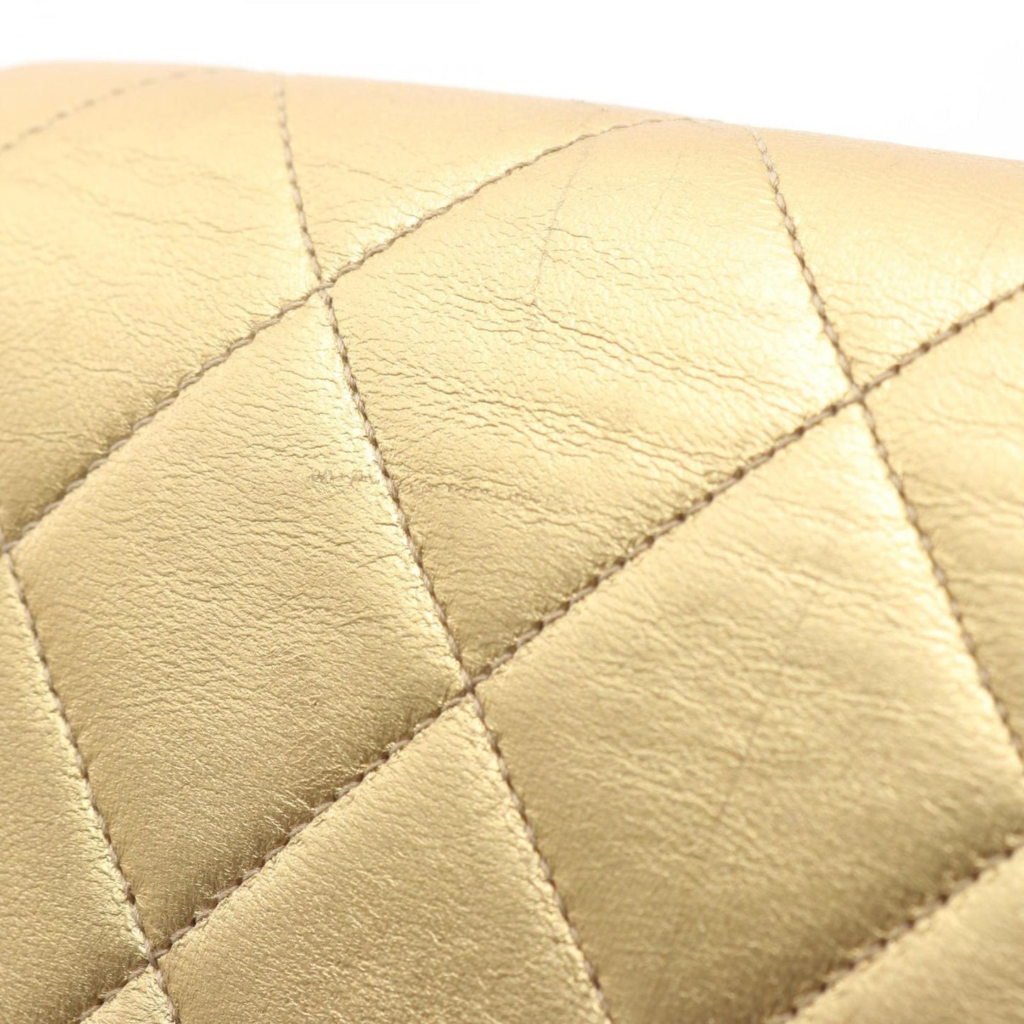 Chanel Backpack Quilted Metallic Gold Leather Double Turnlock Chain — view 8