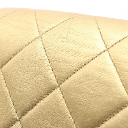 Chanel Backpack Quilted Metallic Gold Leather Double Turnlock Chain — view 8