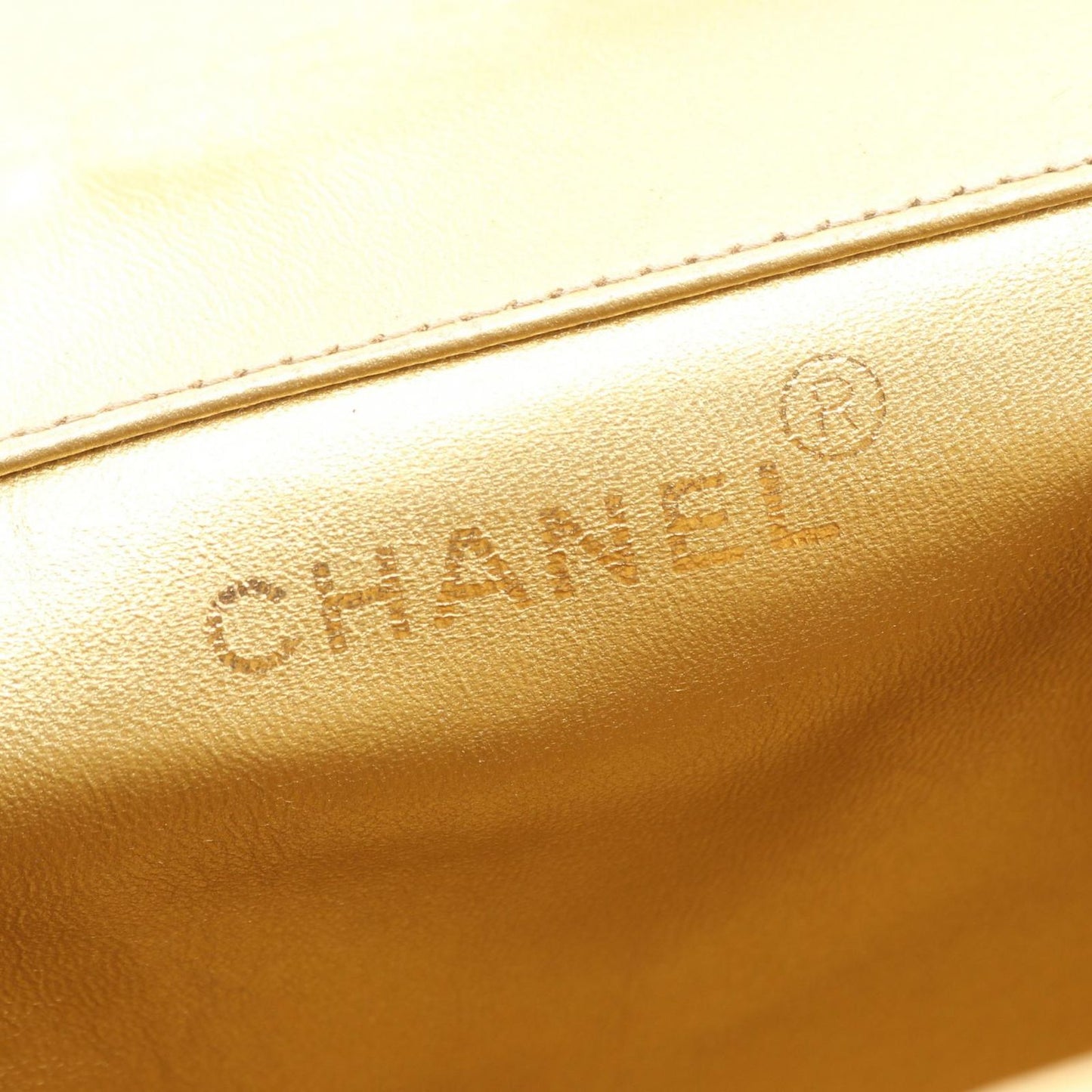 Chanel Backpack Quilted Metallic Gold Leather Double Turnlock Chain — view 4