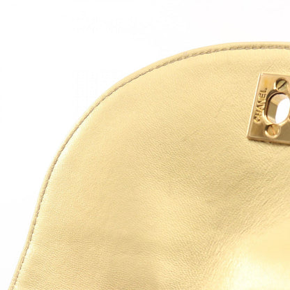 Chanel Backpack Quilted Metallic Gold Leather Double Turnlock Chain — view 9